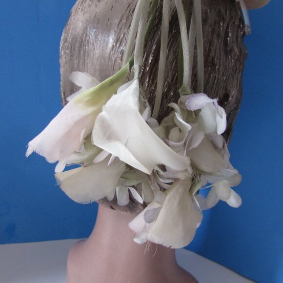 Vintage Little Topper Hat Pleated Organdy Dangling Blossoms main image 9